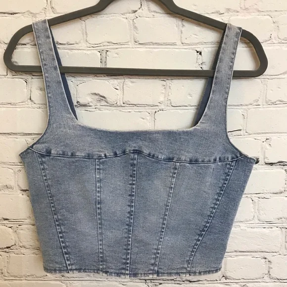 Belle Vere Crop Denim Bustier size Small - Picture 1 of 6